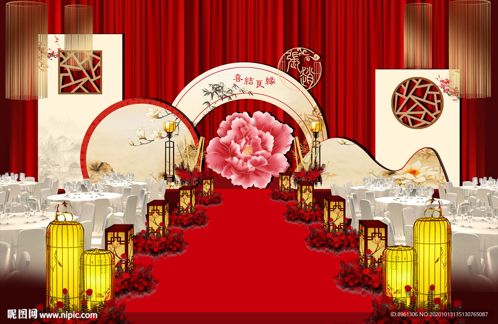 中式古典婚礼背景