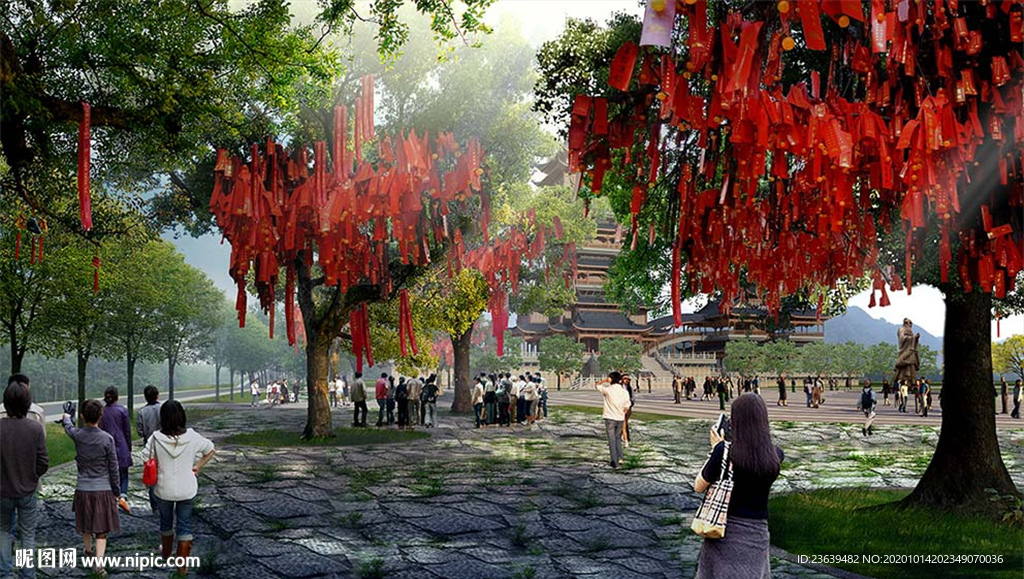 度假景点许愿树效果图