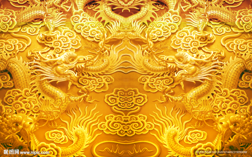 3D立体浮雕双龙纹