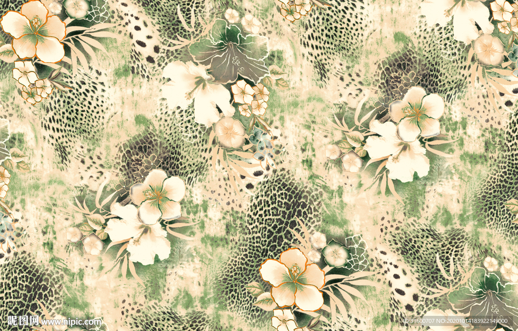 渐变豹纹花朵图案