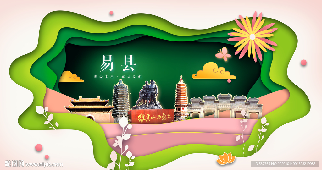 易县绿色生态宜居自然城市海报