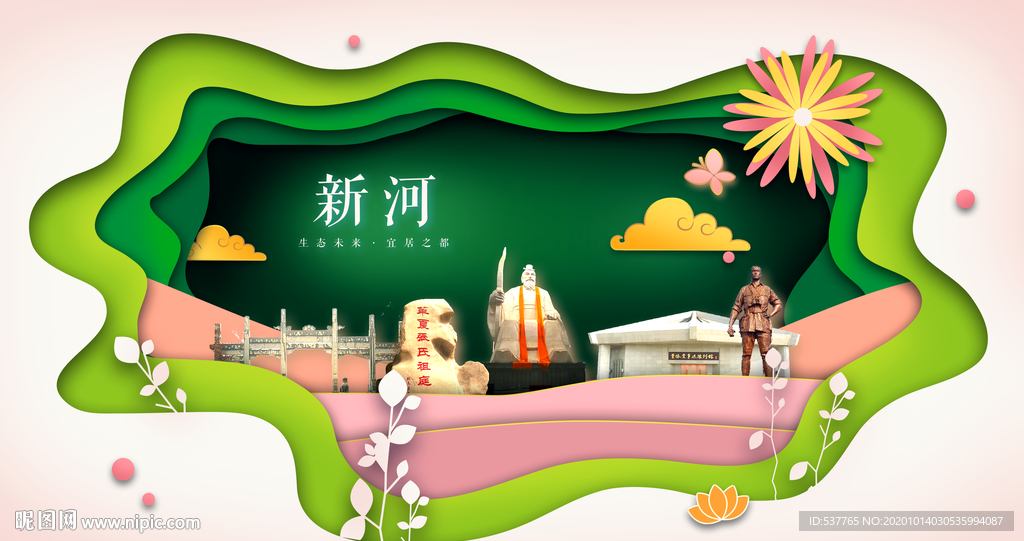 新河绿色生态宜居自然城市海报