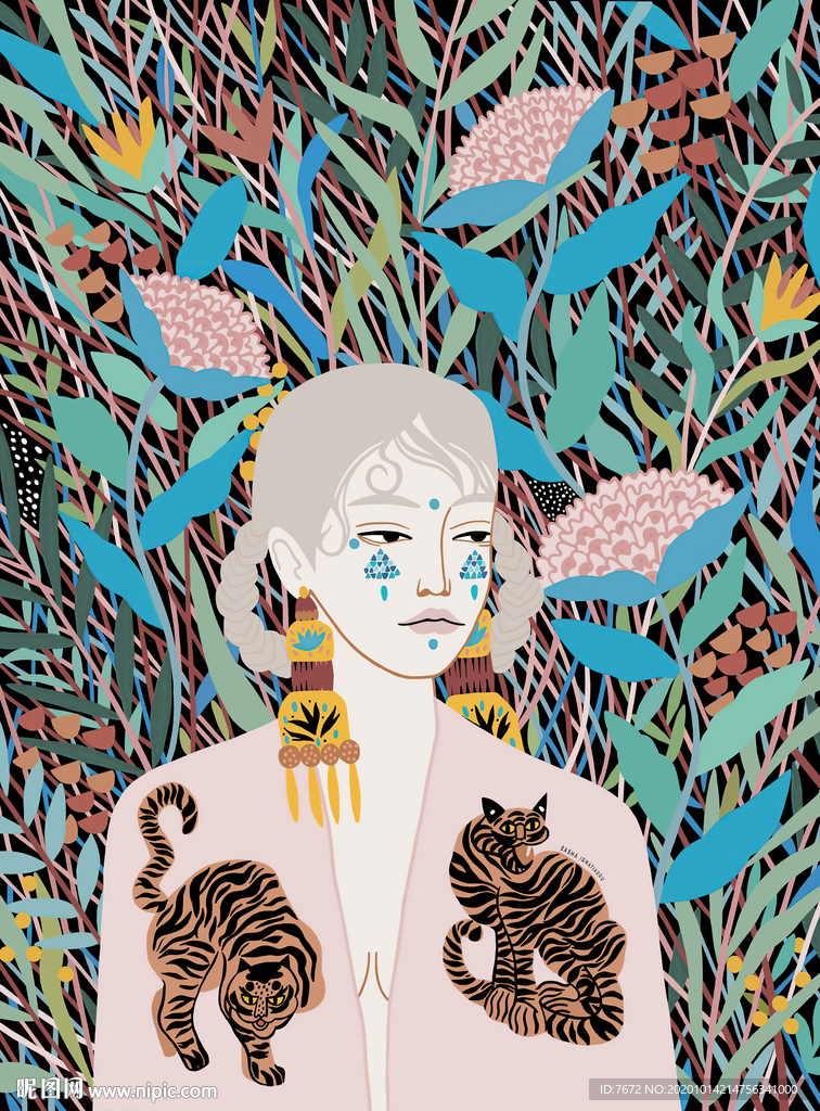 抽象手绘美女装饰画玄关