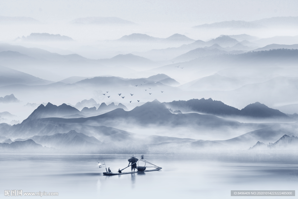 山水画水墨山水画 意境山水画