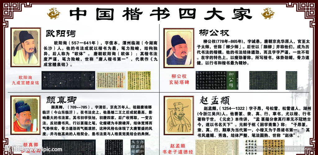 中国楷书四大家