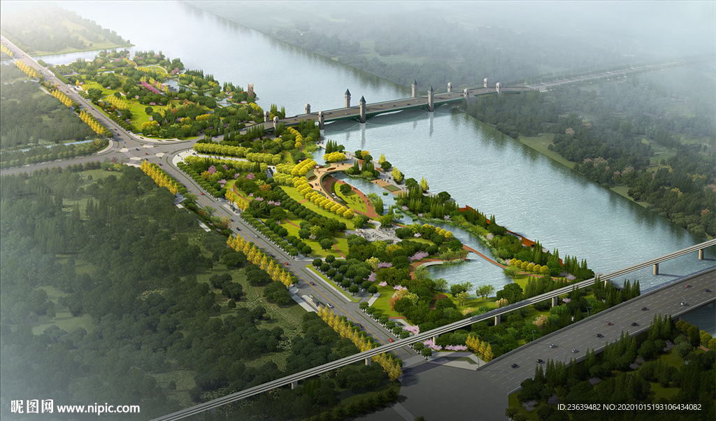 运河生态湿地公园景观规划效果图