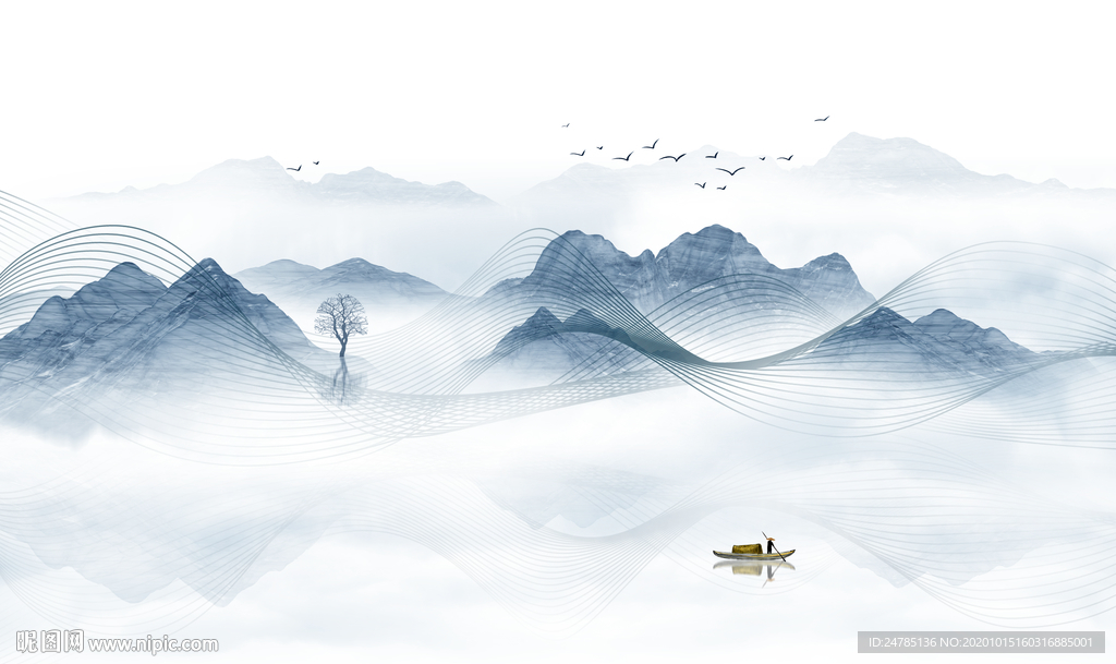 意境水墨山水画