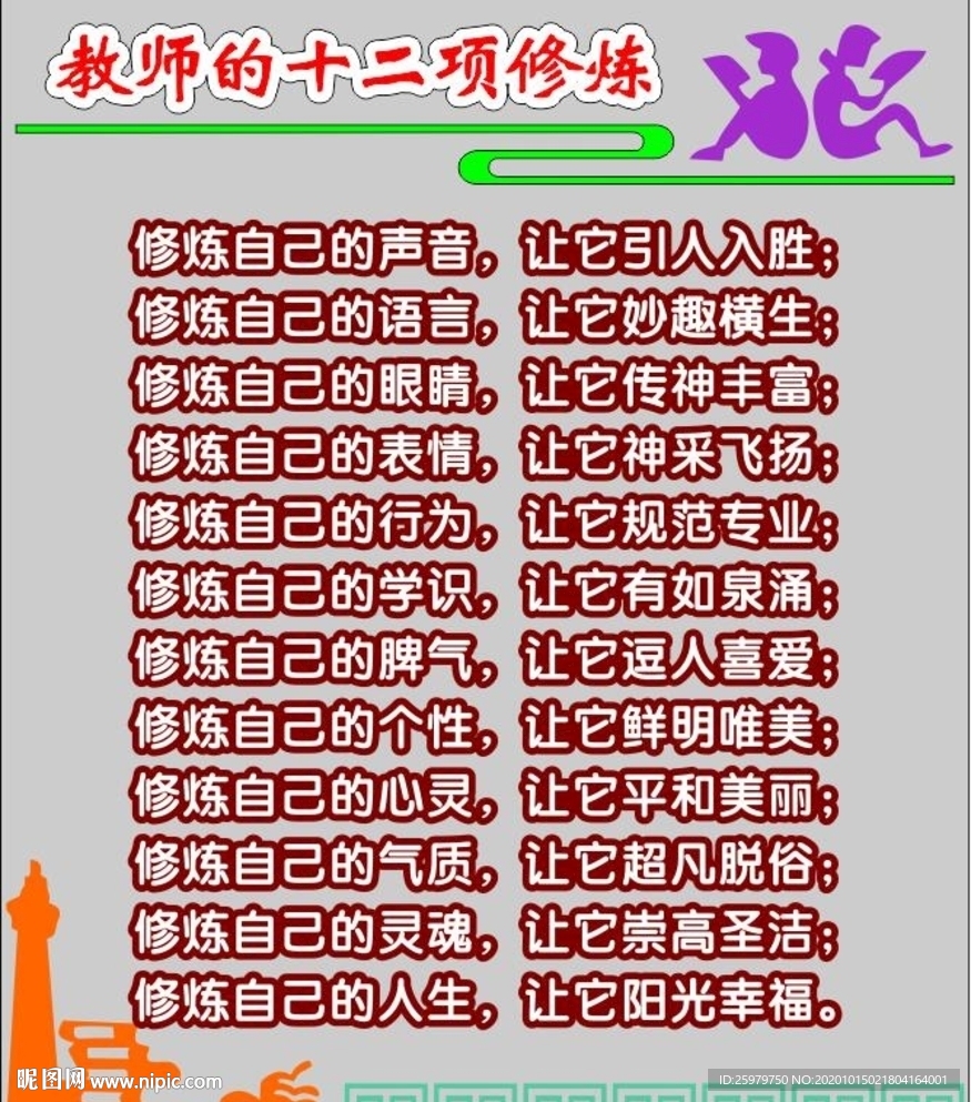 教师十二修炼 文化墙