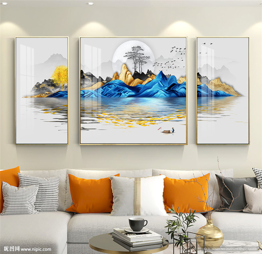 麋鹿山水晶瓷画