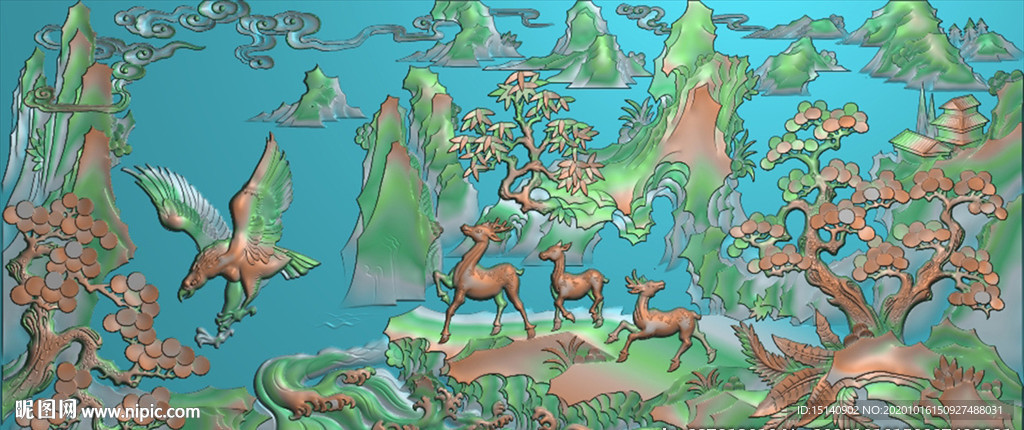 精雕图 花草动物