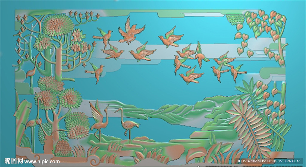 精雕图 花草动物