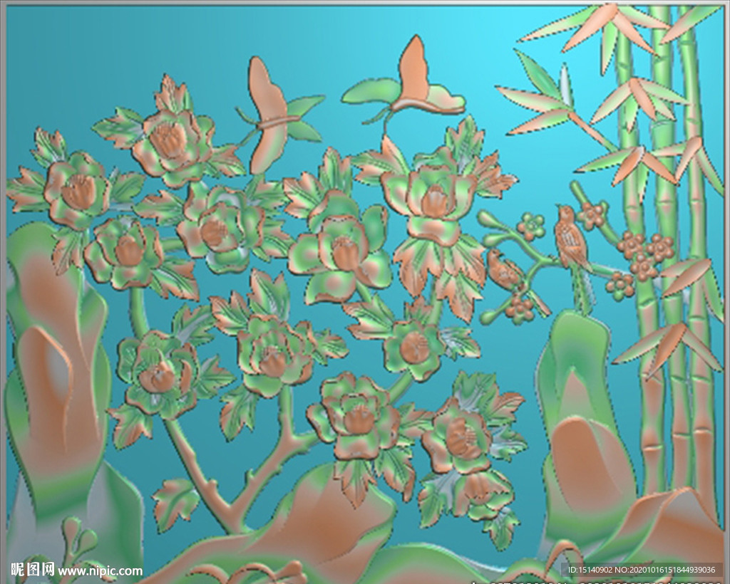 精雕图 花草动物