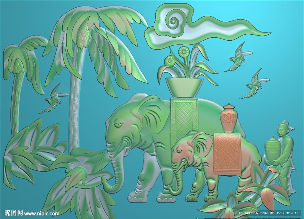 精雕图 花草动物