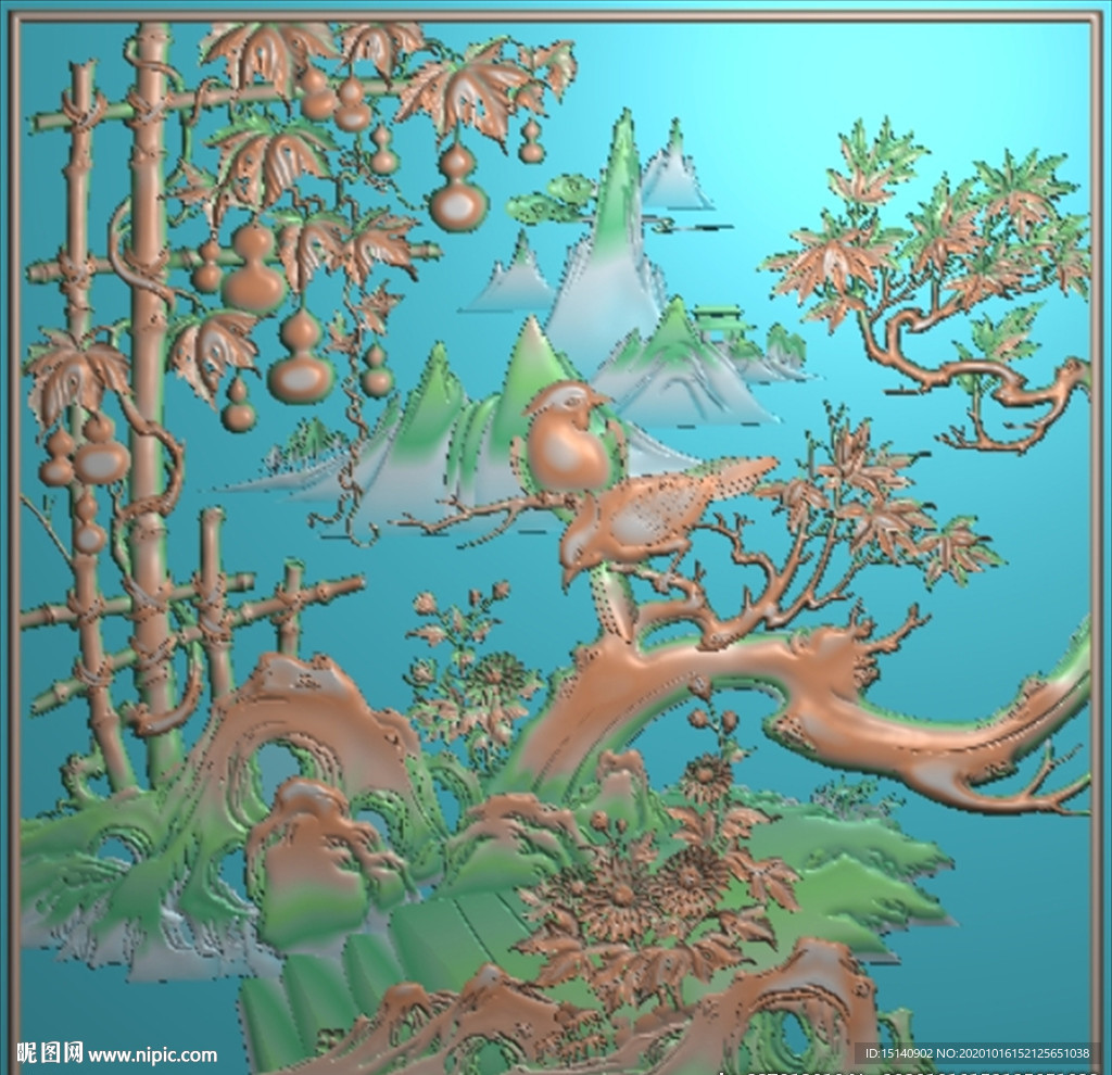 精雕图 花草动物