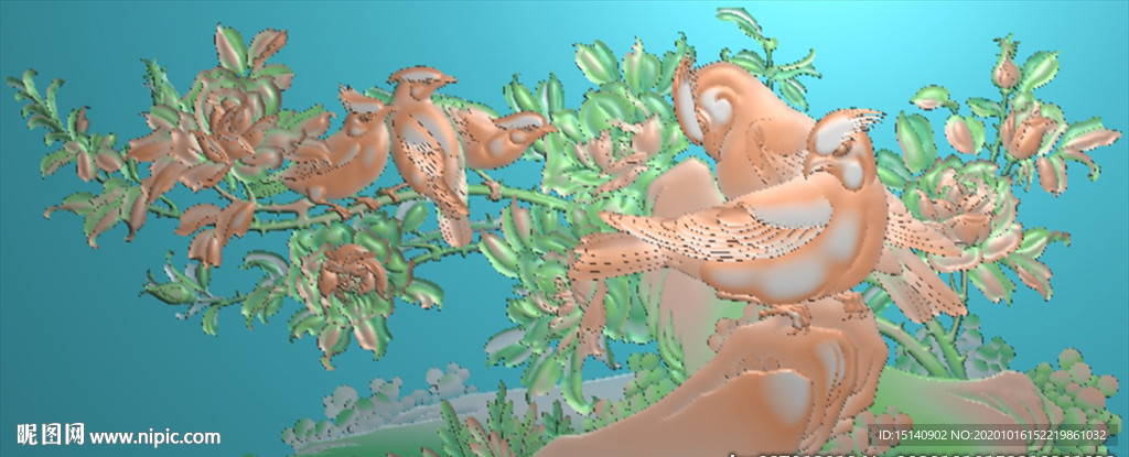 精雕图 花草动物