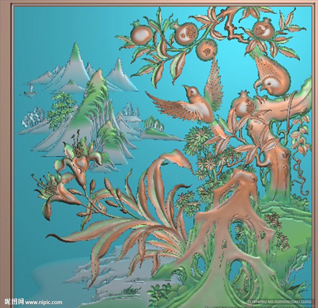 精雕图 花草动物