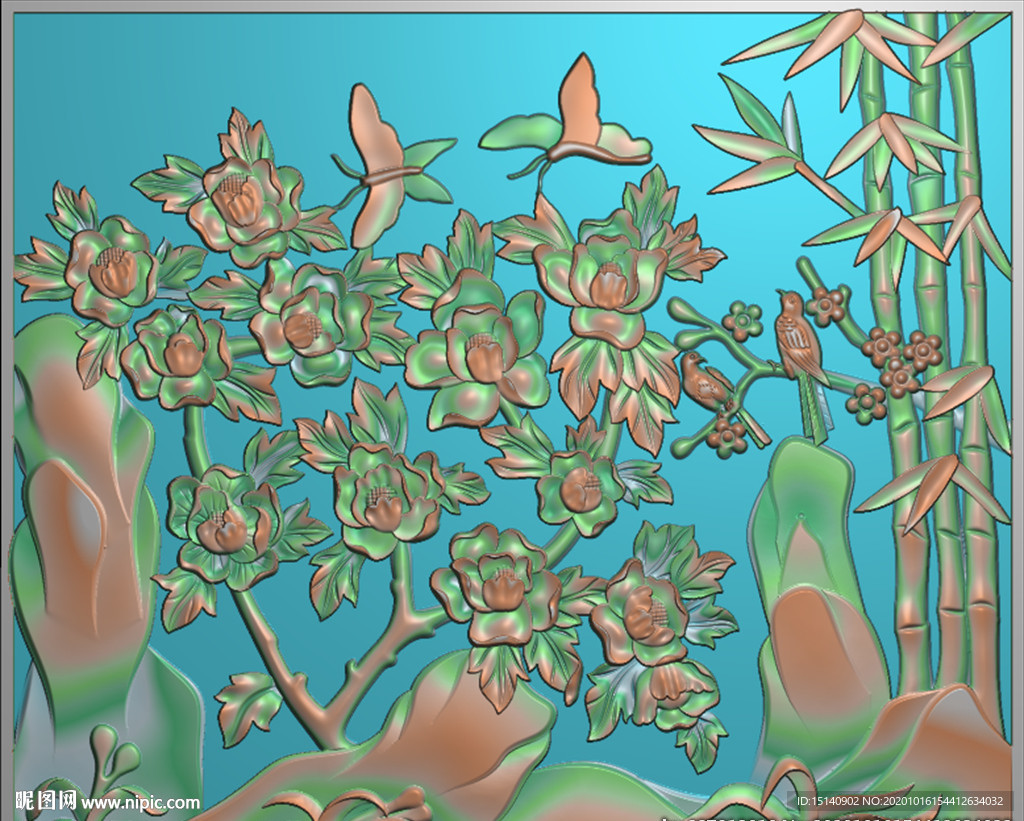 精雕图 花草动物