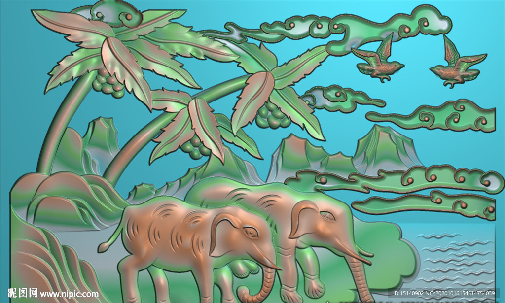 精雕图 花草动物