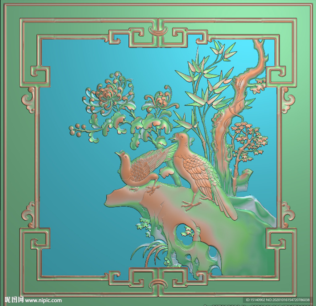 精雕图 花草动物