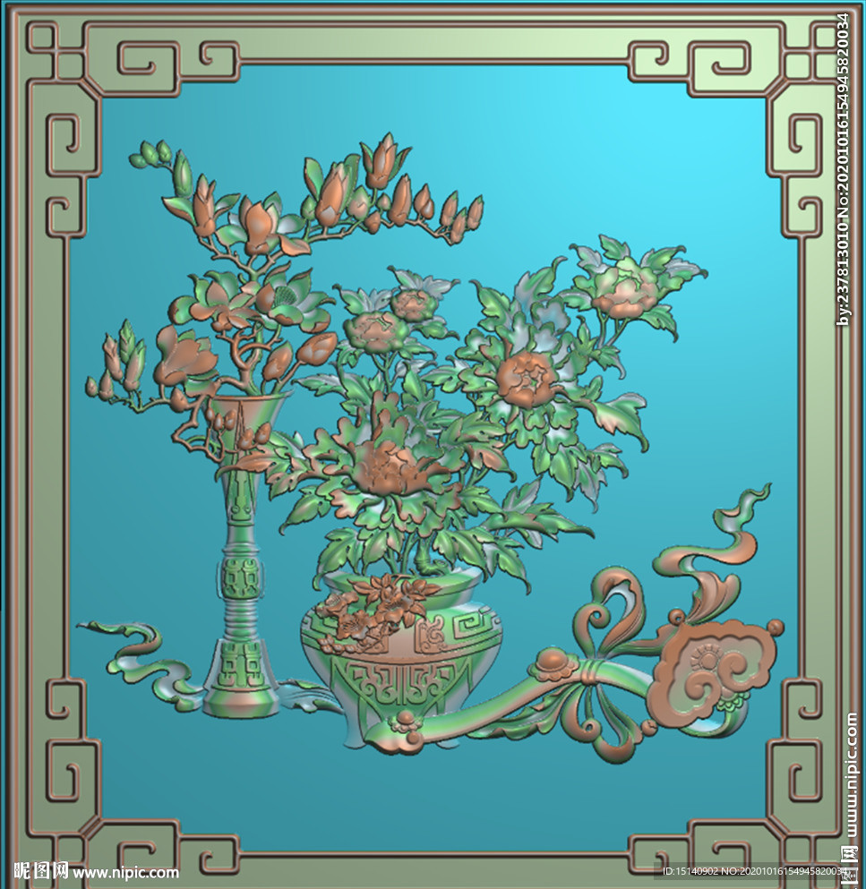 精雕图 花草动物