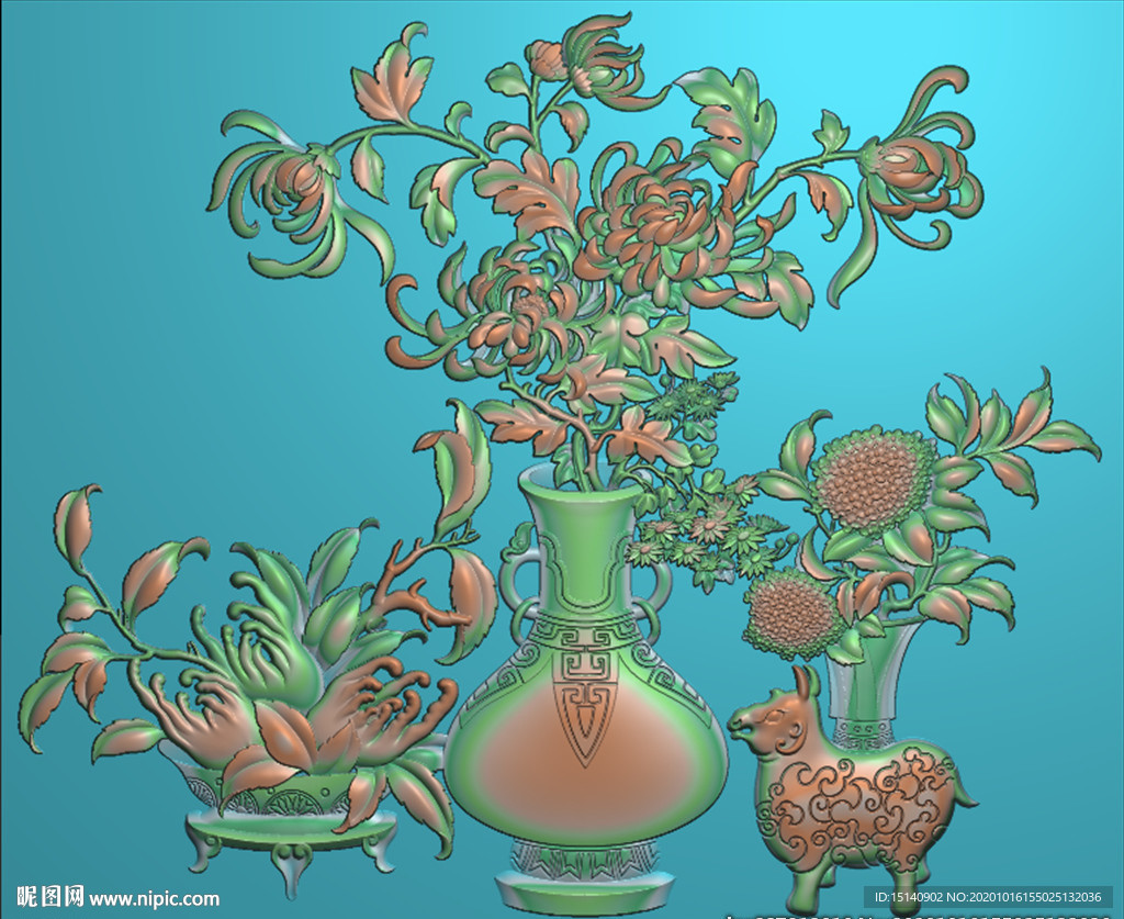 精雕图 花草动物