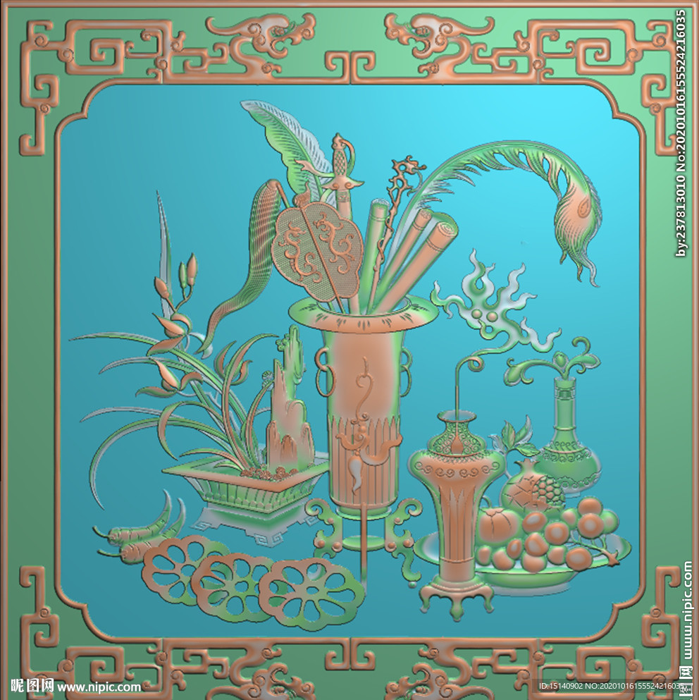 精雕图 花草动物