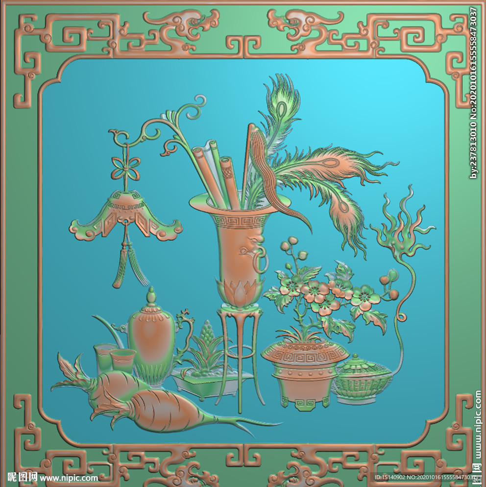 精雕图 花草动物