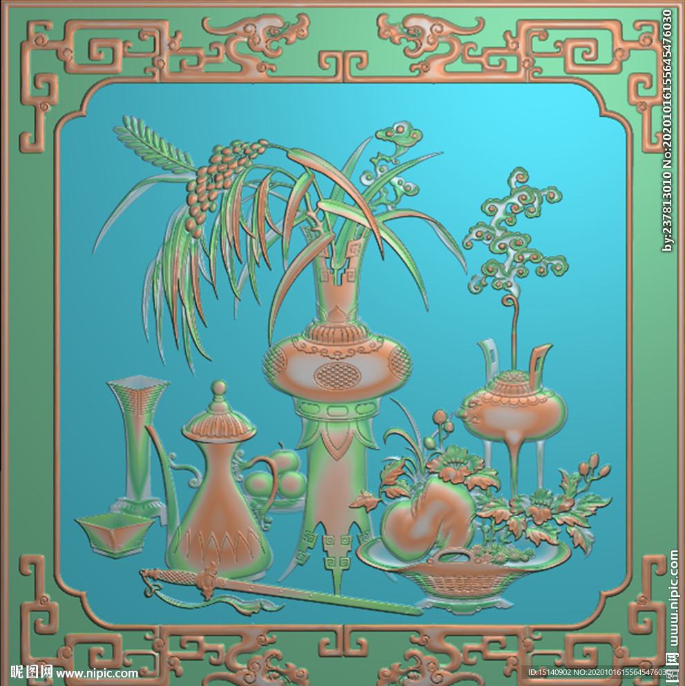 精雕图 花草动物