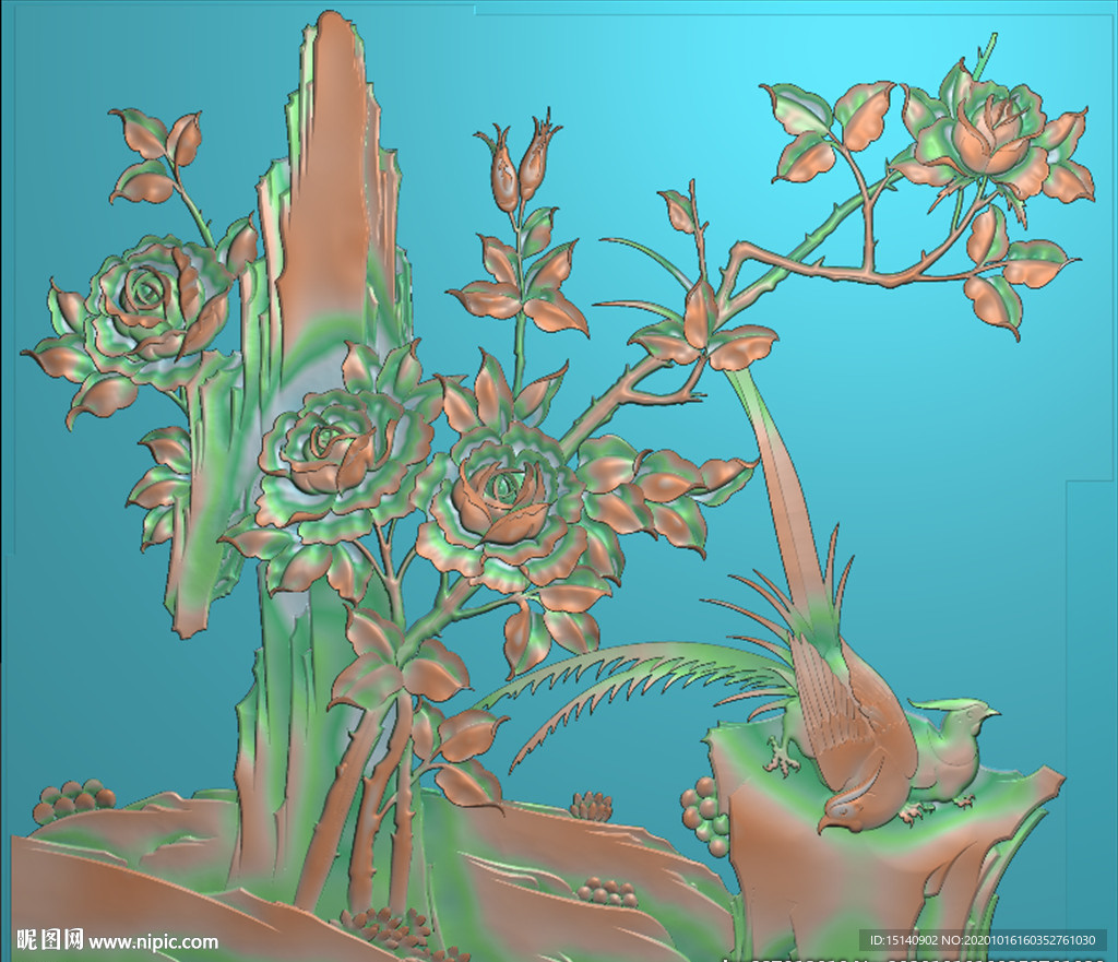 精雕图 花草动物