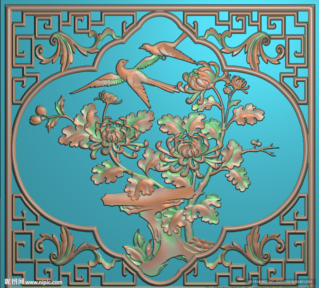 精雕图 花草动物