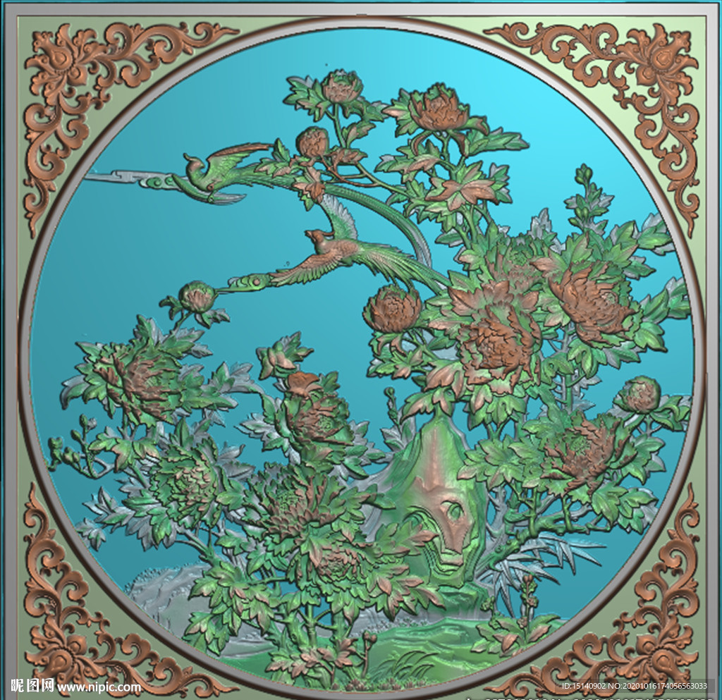 精雕图 牡丹花