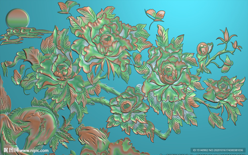 精雕图 牡丹花