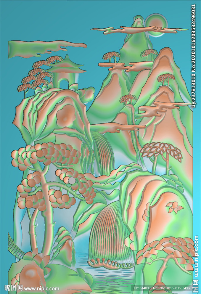 精雕图 山水
