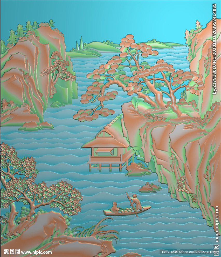 精雕图 山水