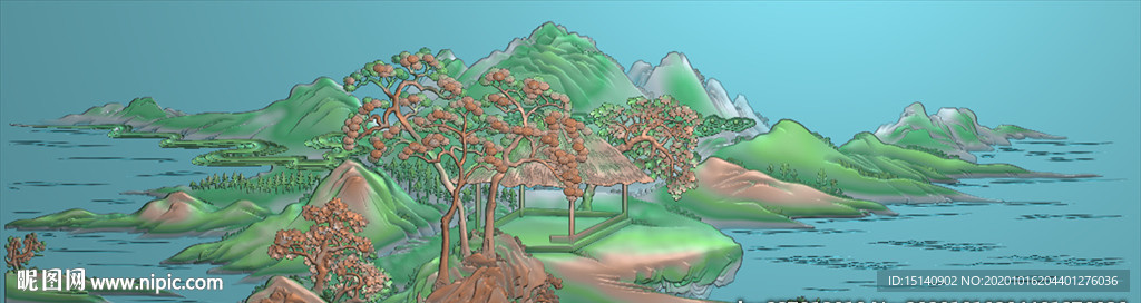 精雕图 山水