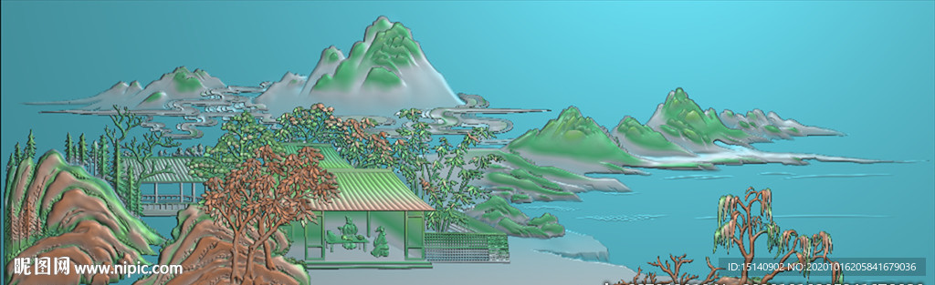 精雕图 山水