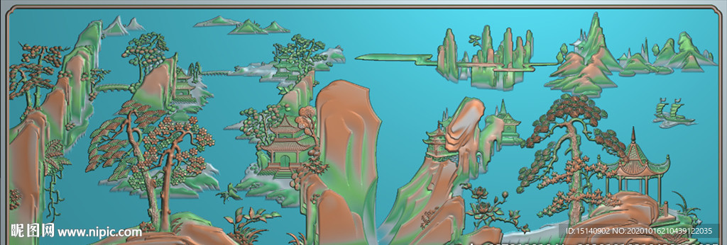 精雕图 山水