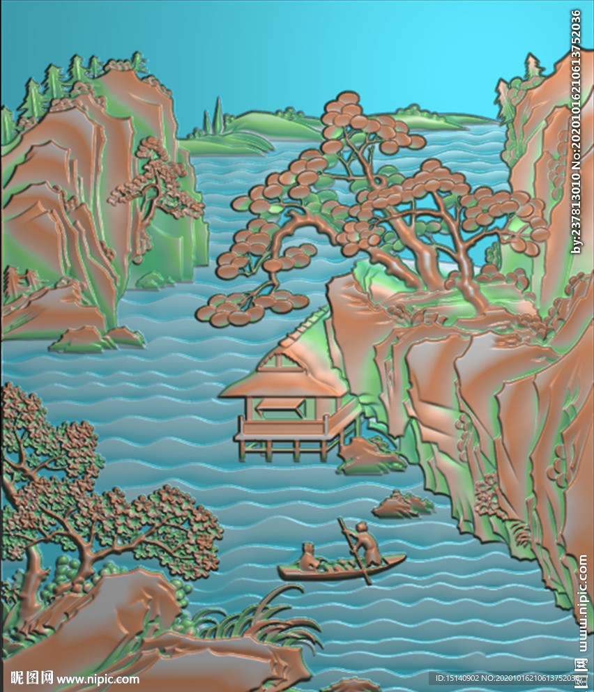 精雕图 山水