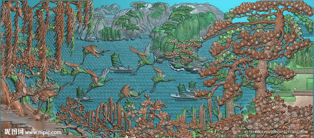 精雕图 松树