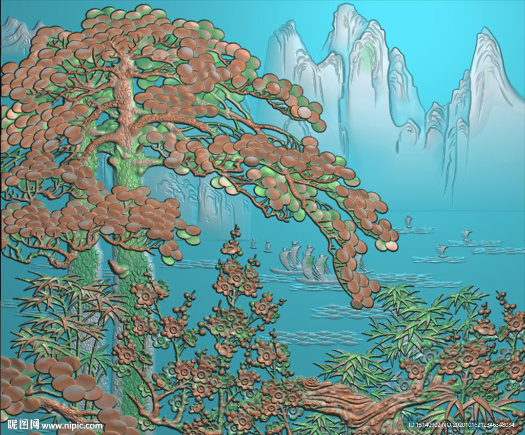 精雕图 松树