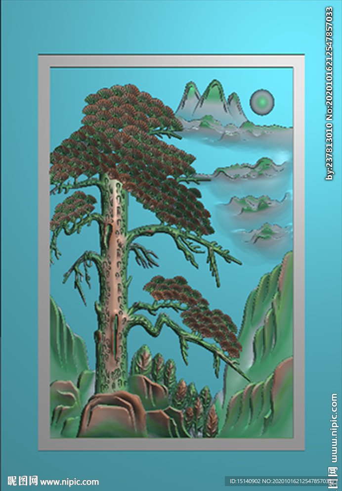 精雕 松树
