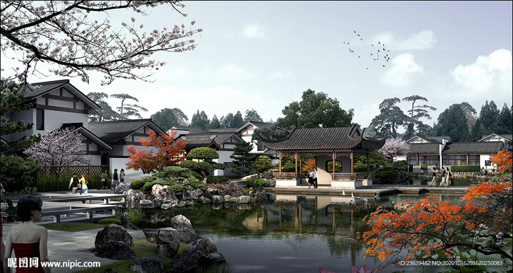 古建园林庭院效果图