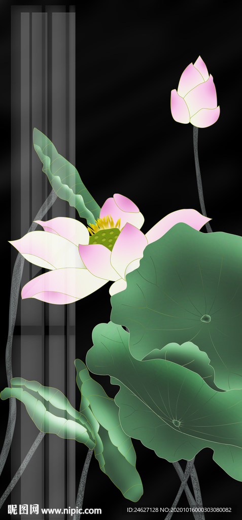 工笔荷花