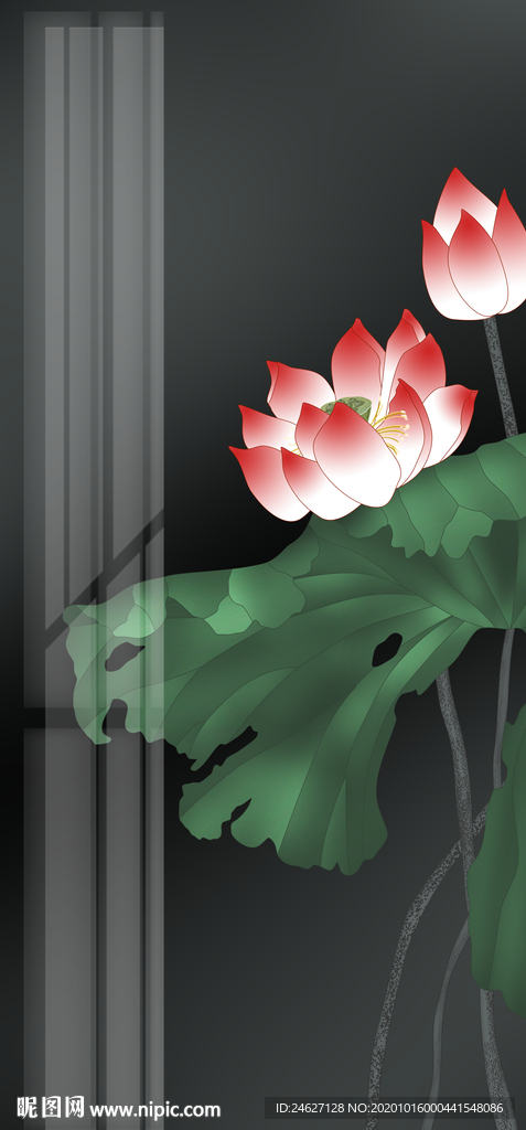 工笔荷花