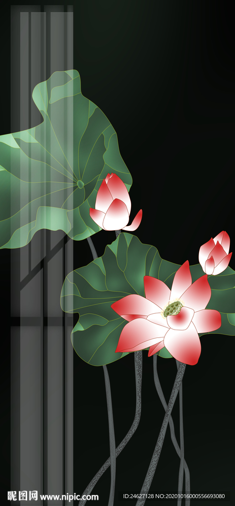 工笔荷花