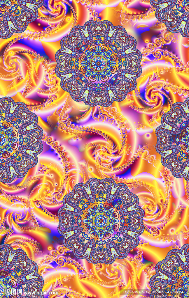 抽象艺术花卉数码印花图案