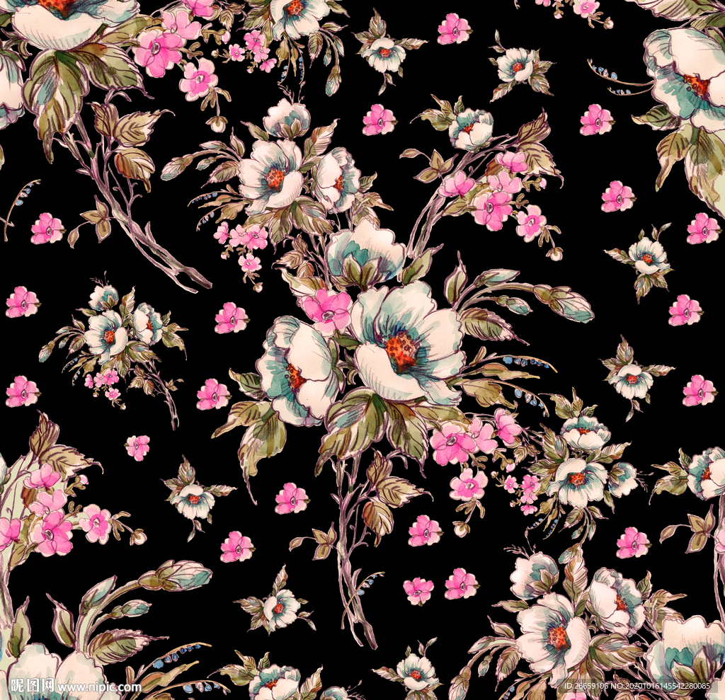 小碎花花卉数码印花花型图案设计