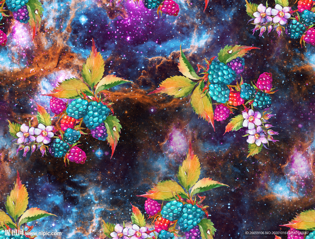 抽象艺术花卉数码印花图案