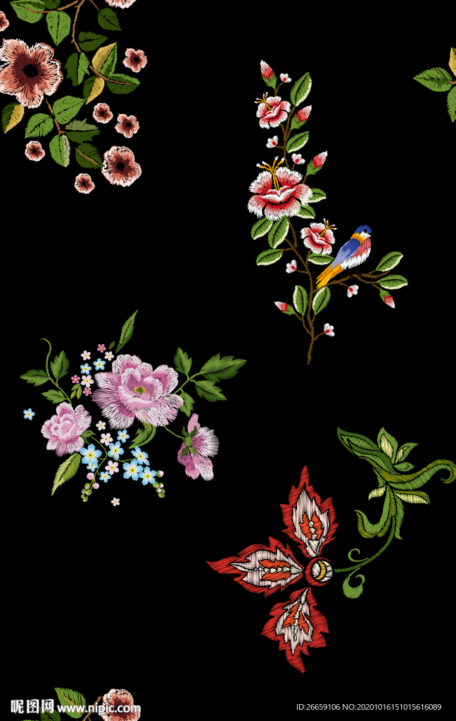 小碎花花卉数码印花花型图案设计