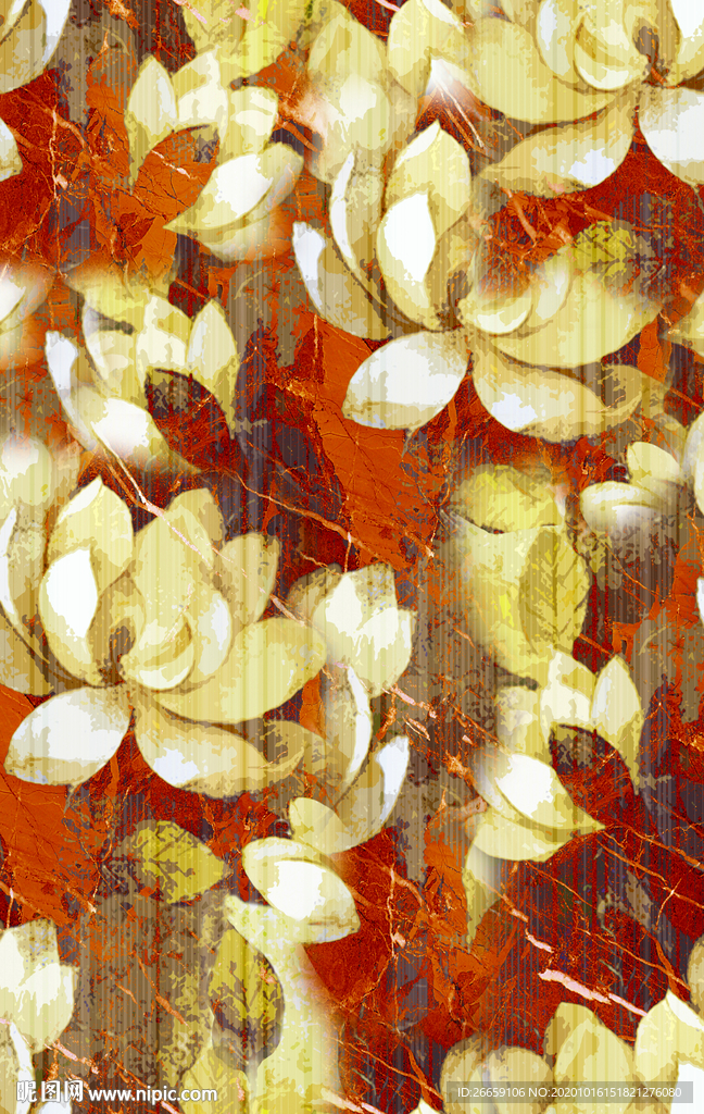 荷花数码印花花型图案设计